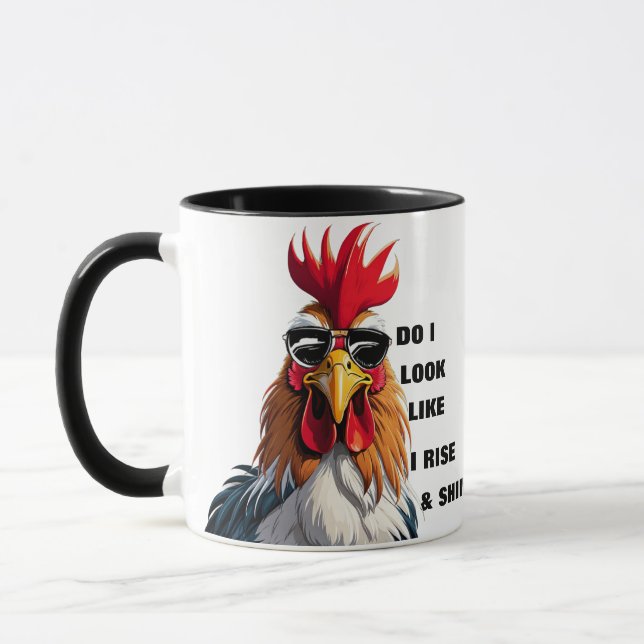 Mug Funny Rise & Shine Grumpy Rooster Humour du matin (Gauche)