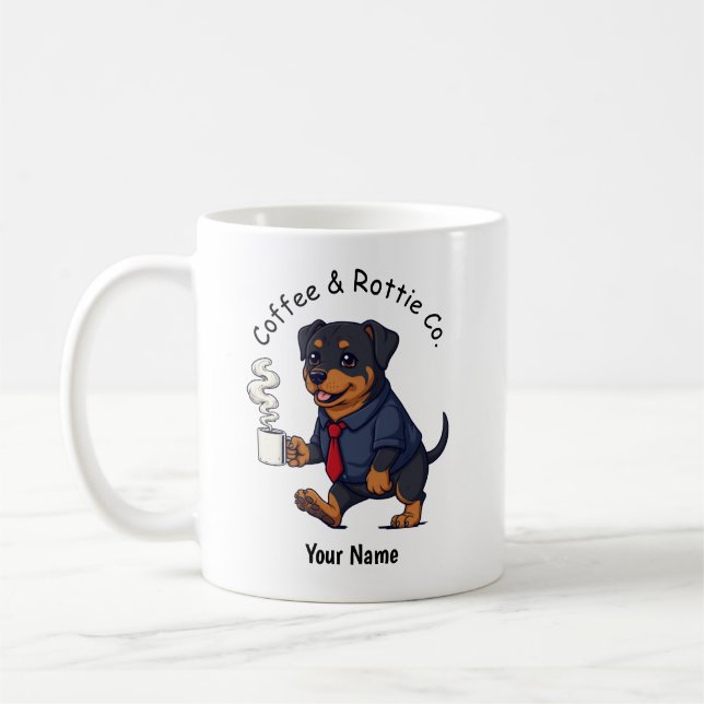 Mug Funny Rottweiler Dog Business Suit Coffee  (Gauche)