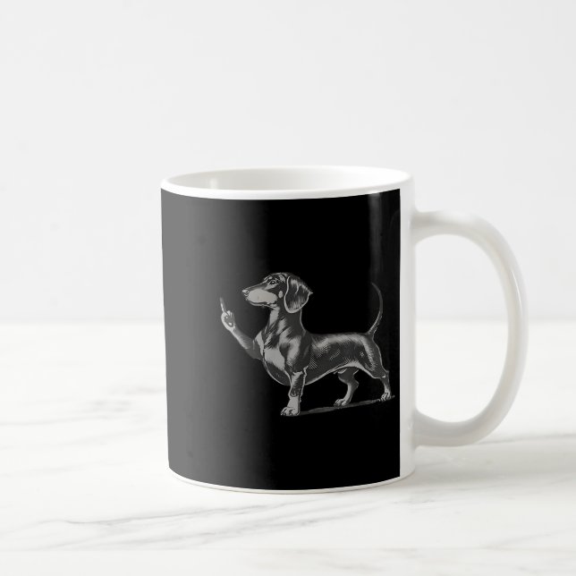 Mug Funny Rude Black Dachshund Dog Meme Middle Finger  (Droite)