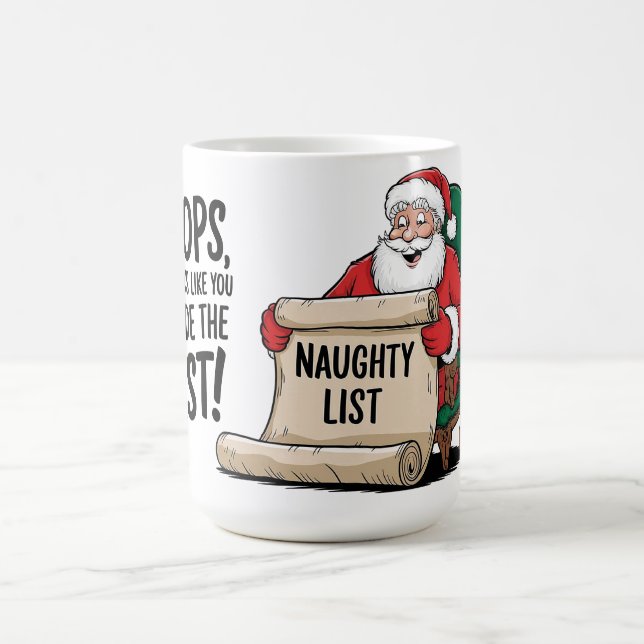 Mug Funny Santa Claus Naughty List Design de Noël (Centre)