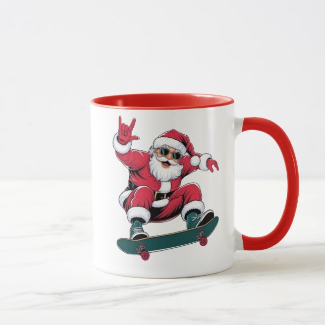 Mug Funny Santa Claus sur skateboard (Droite)