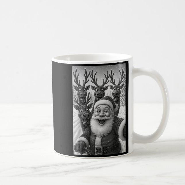 Mug Funny Santa Selfie With Reindeer Christmas  (Droite)