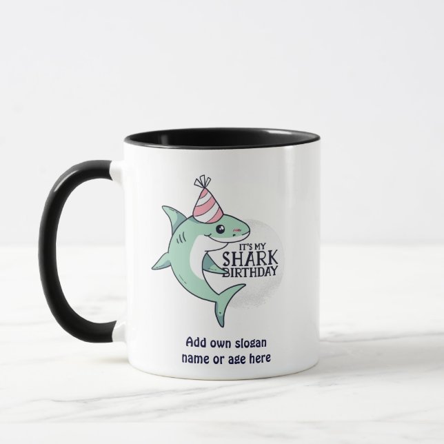 Mug Funny SHARK Anniversaire Cartoon Enfants Ados Cade (Gauche)