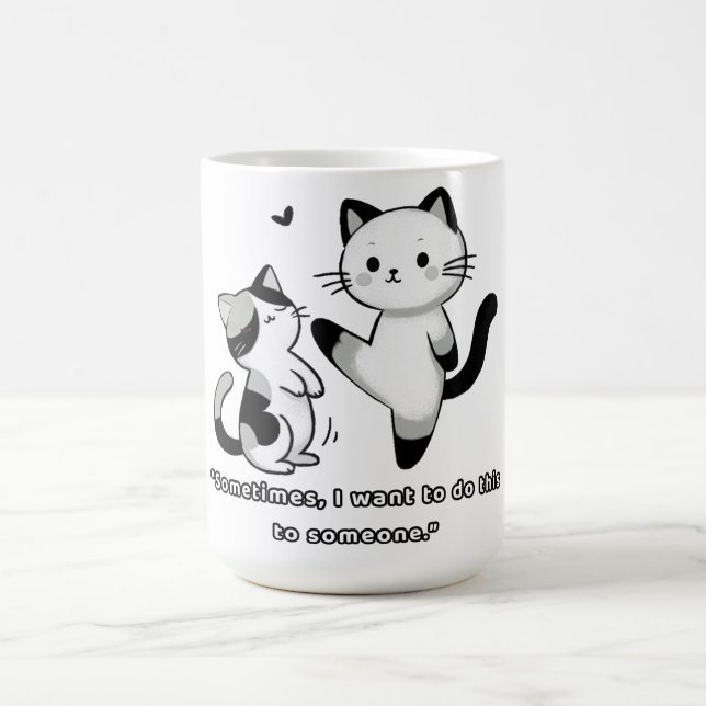 Mug Funny Siamese Cat Kick Illustration (Centre)