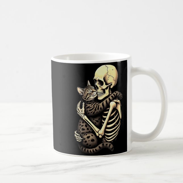 Mug Funny Skeleton Hugging Cat Halloween Cat Lover Mom (Droite)