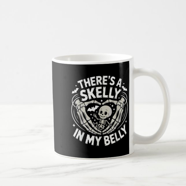 Mug Funny Skeleton There's Skelly In My Belly Pregnant (Droite)