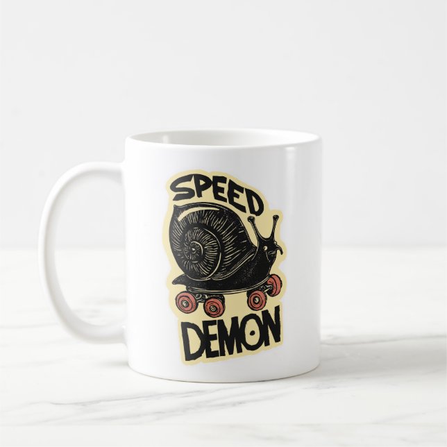 Mug Funny Snail on Skateboard – Speed Demon (Gauche)