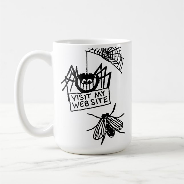 Mug Funny Spider Says Visit My Website Cartoon (Gauche)