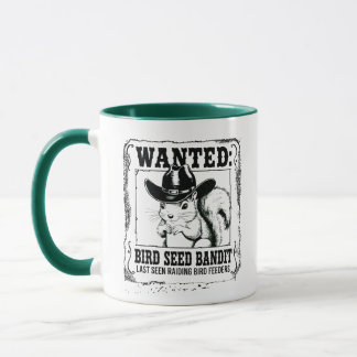 Mug Funny Squirrel Wanted Poster | Bird Seed Bandit Co