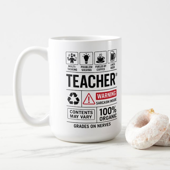 Mug Funny Teacher Definition — Multi-Tasking (Avec donut)