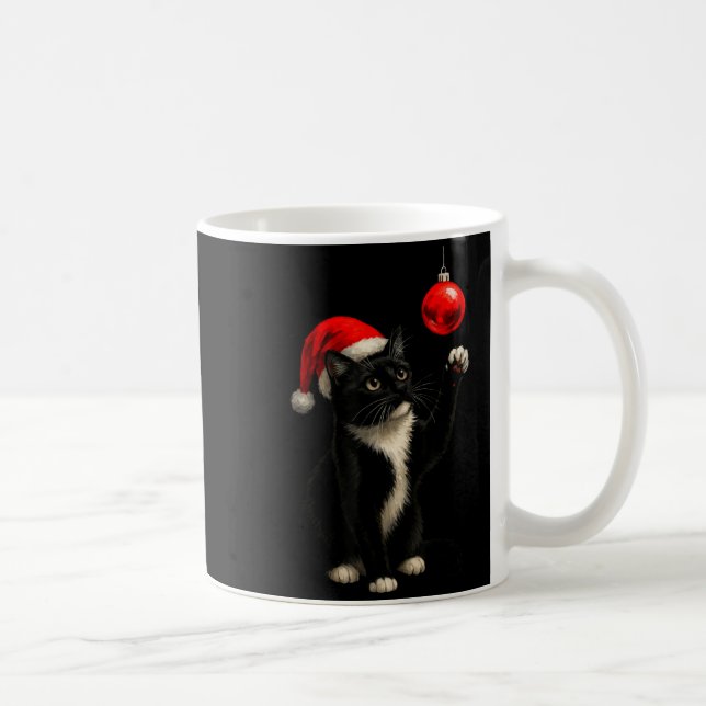 Mug Funny Tuxedo Bauble Cat Santa Hat Red Xmas Christm (Droite)