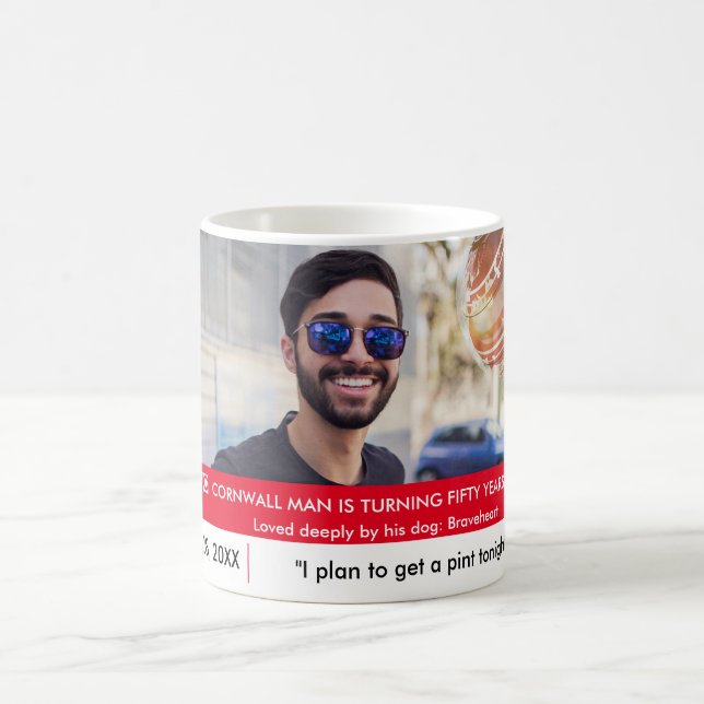 Mug Funny UK British 50th Birthday Fake News Cadeau (Centre)