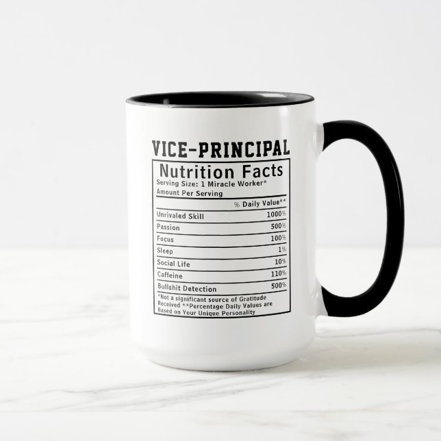 Mug Funny Vice-Principal Nutrition Facts Staff Worker  (Droite)