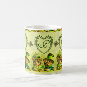 MUG FUNNY VIEILLE MODE ST PATRICK'S DAME CHATS, SHAMRO