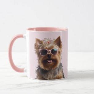 Mug Funny Yorkshire Terrier Avec Lunettes De Soleil