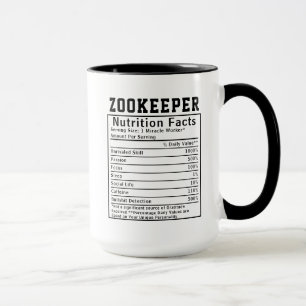 Mug Funny Zookeeper Nutrition Facts Personnel employé