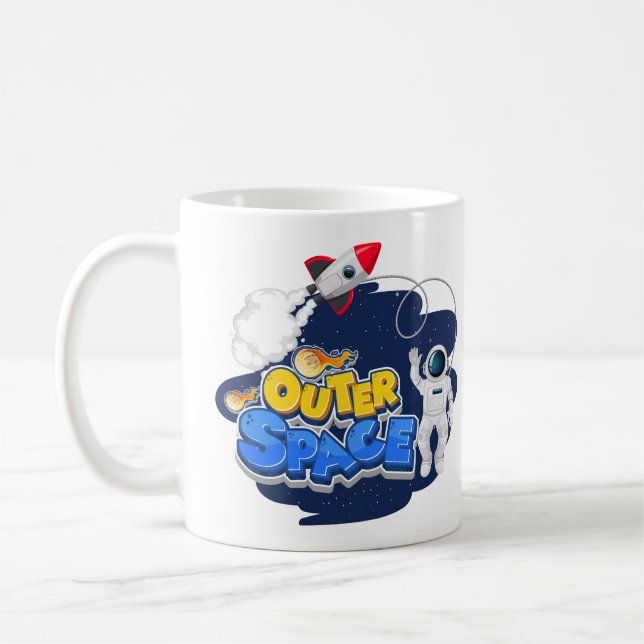 Mug Fusée spatiale et astronaute amusants (Gauche)