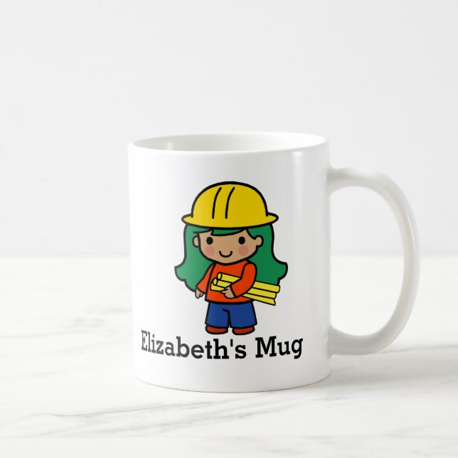 Mug Futur Architecte/Ingénieur fille en Casquette dur (Droite)