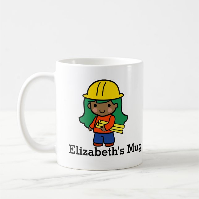 Mug Futur Architecte/Ingénieur fille en Casquette dur (Gauche)