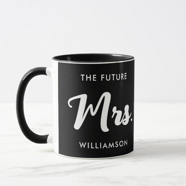 Mug Futur Mme Nom Se Marier Noir Blanc (Gauche)