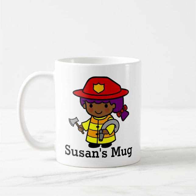 Mug Futur pompier Fille avec Ax et Hose (Gauche)