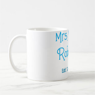 Mug Future mariée Mme ajouter nom date cœur bleu aquar