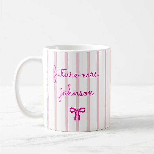 Mug Future Mme personnalisée rayure fiancée future mar (Gauche)