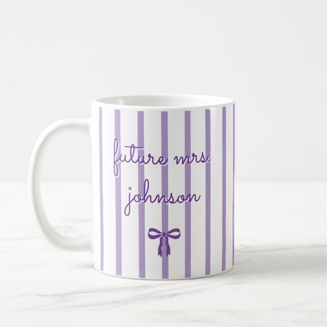 Mug Future Mme personnalisée rayure fiancée future mar (Gauche)