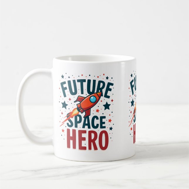 Mug Future Space Hero Retro Rockship Design (Gauche)