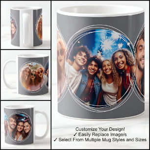 Mug Gabarit 3 Photos circulaires en collage Gris foncé