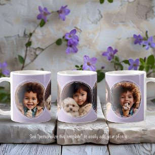 Mug Gabarit 3 Photos circulaires en collage Lilas C123