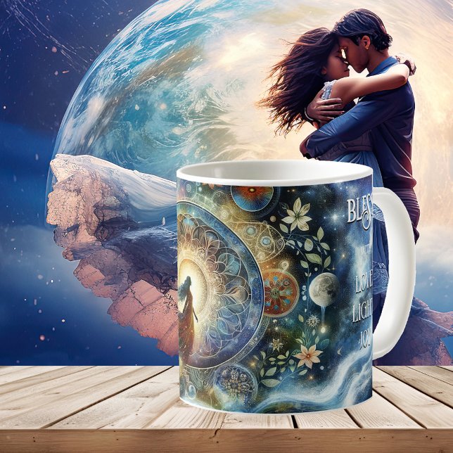 Mug Gaia spirituelle Nouvel Âge Art de la Terre (Mug with an artistic spiritual design inspired by New Age Gaia. Celebrating New Earth - lightworker)