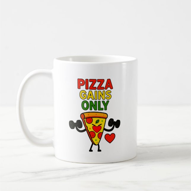 Mug Gains de pizza seulement - humoristique drôle (Gauche)