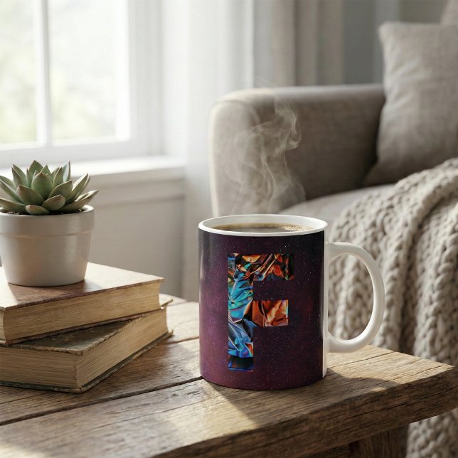 Mug Galaxie iridescente : Lettre holographique cosmiqu (Créateur téléchargé)