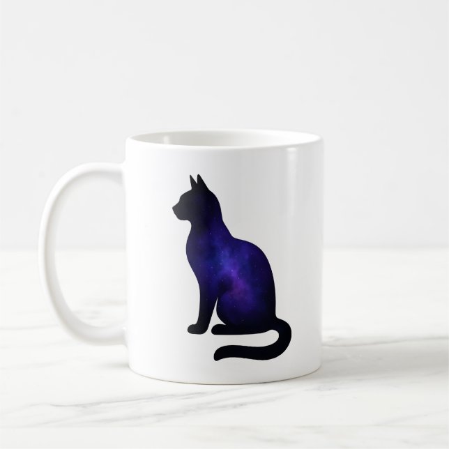 Mug Galaxy Cat Illustration | Cosmic Nebula Cat Lover (Gauche)