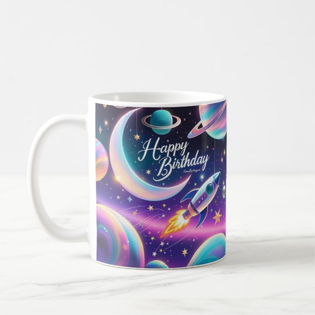 Mug Galaxy thème heureux croissant d'anniversaire lune (Gauche)