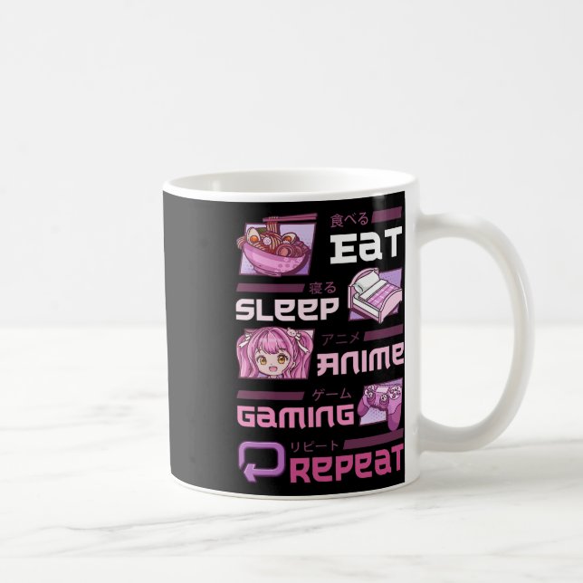 Mug Gamer Gaming Video Games Funny Eat Sleep Anime Gam (Droite)