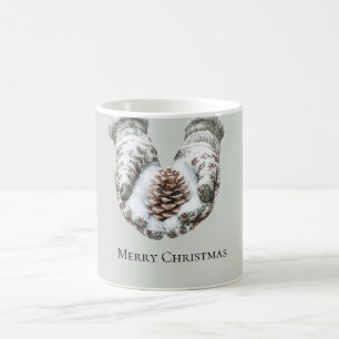 Mug Gants verts Noël enneigé Cônes de pin
