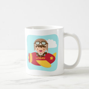Mug Garçon Aviateur Mignon Aventure en Avion Pour Enfa