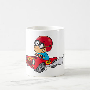 Mug Garçon conduisant voiture rouge course
