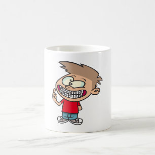 Mug Garçon de dessin animé drôle avec un sourire et de