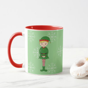Mug Garçon Elf illusima Noël Flocons de Neige Vert Cla