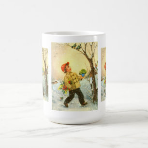 Mug Garçon marchant dans la neige
