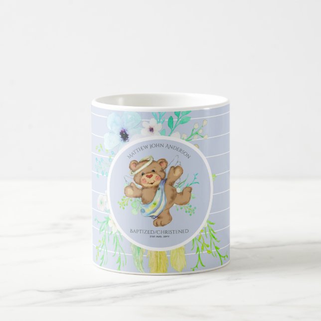 Mug GARÇONS BAPTISME - BLUE Angel Teddy ours personnal (Centre)