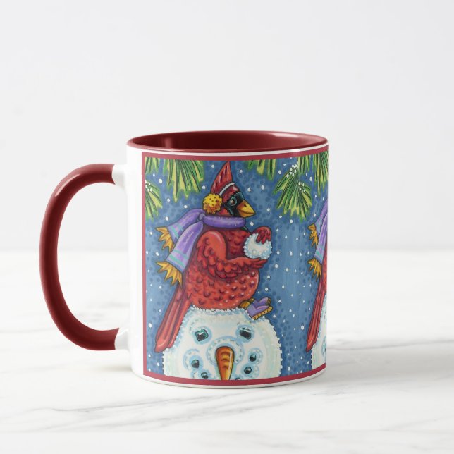 MUG GARDE CARDINAL SNOWMAN, CUTE NOËL REDBIRD (Gauche)
