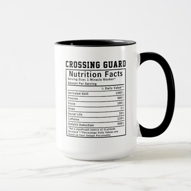 Mug Garde de Circulation Drôle Faits Nutritionnels Per (Droite)