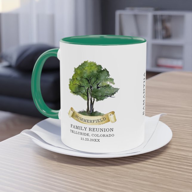 Mug Garde de nom de l'arbre de réunion de famille pers (Créateur téléchargé)