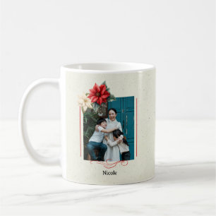 Mug Garde-mémoire floral vintage aquarelle poinsettia