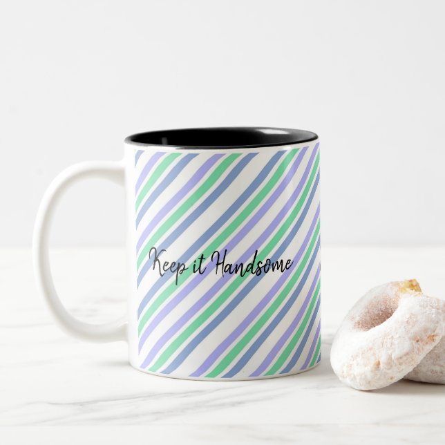 Mug Gardez-le beau vert pourpre bande (Avec donut)