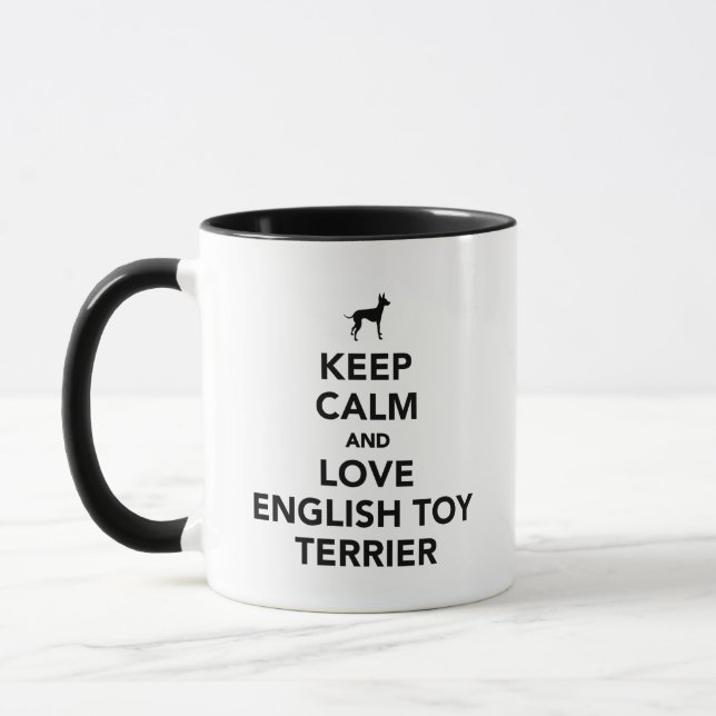 Mug Gardez le calme et aimez English jouet terrier (Gauche)